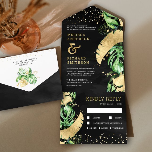 Den tropiska Grönten Guld Monstera Handflatan Blac (Skapare uppladdad)