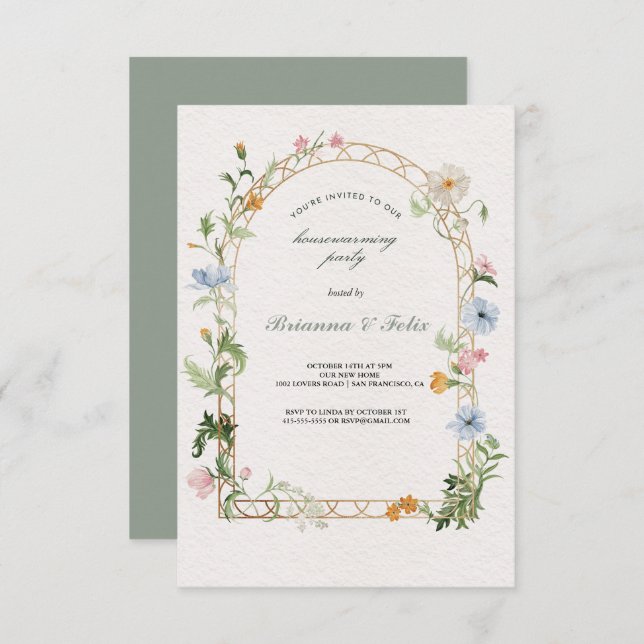 Den tropiska Grönten i botaniska trädgården Houseu Inbjudningar (Fram/baksida)