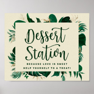 Den tropiska Grönten Löv Dessert Station Bröllop Poster