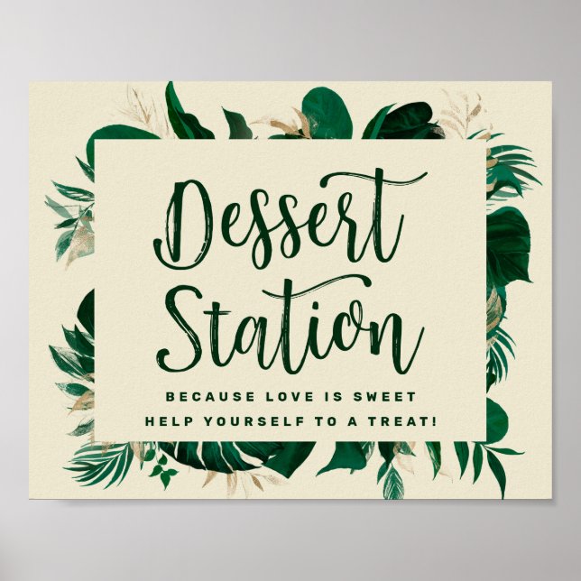 Den tropiska Grönten Löv Dessert Station Bröllop Poster (Framsidan)