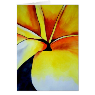 Den tropiska Gulten Frangipani-blommans originalko Hälsningskort