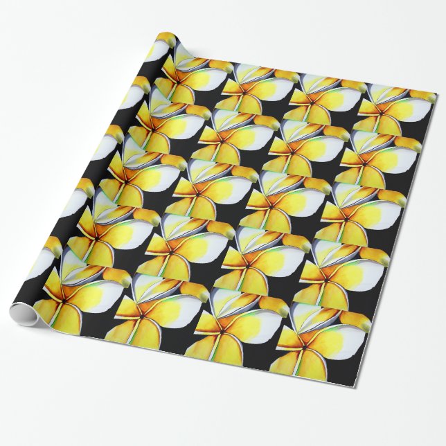 Den tropiska Gulten Frangipani-blommans originalko Presentpapper (Utrullad)