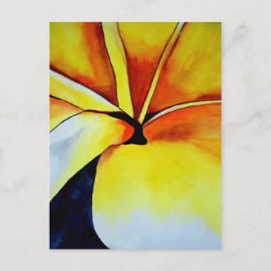 Den tropiska Gulten Frangipani-blommans originalko Vykort