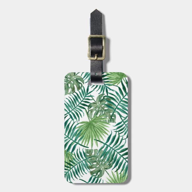 Den tropiska handflatan lämnar vattenfärg bagagebricka (Vertikal Framsida)