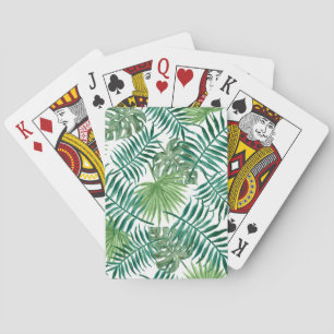 Den tropiska handflatan lämnar vattenfärg casinokort