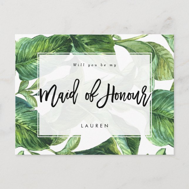 den tropiska handflatan ska dig är min maid av meddelande vykort (Framsida)