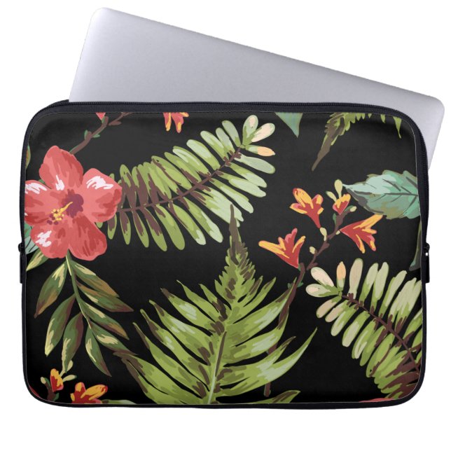 Den tropiska hibiskusen blommar den blom- laptop sleeve (Framsidan)