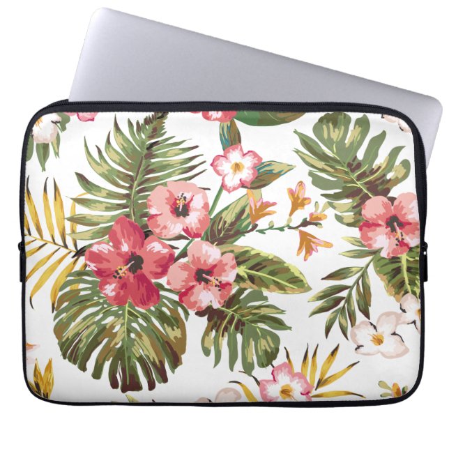 Den tropiska hibiskusen blommar den blom- laptop sleeve (Framsidan)
