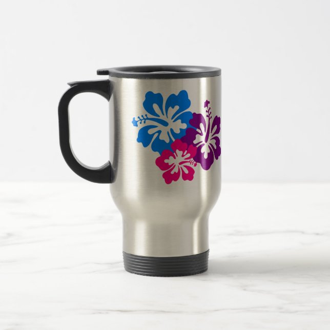 Den tropiska hibiskusen blommar i ljusa färger resemugg (Vänster)