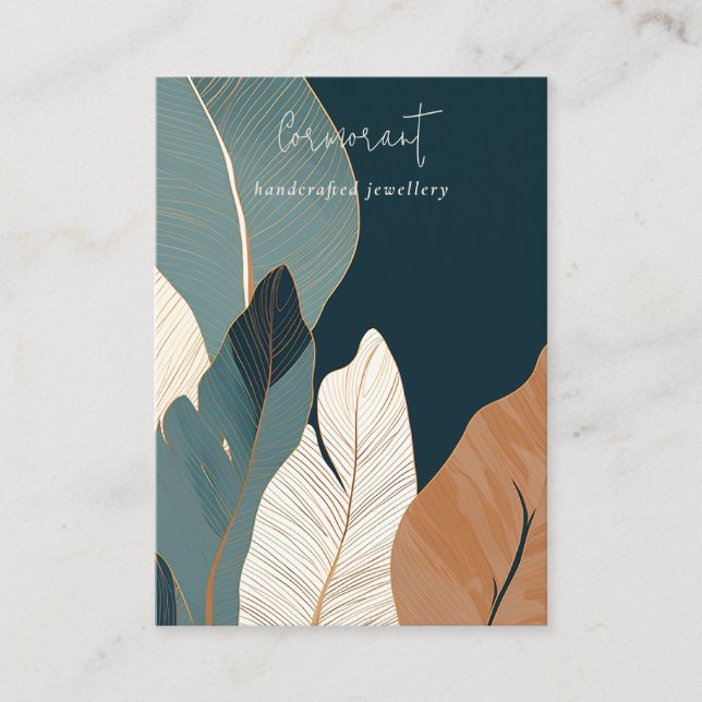 Den tropiska judiska Visningen Löv Blank Rust Guld Visitkort (Framsida)