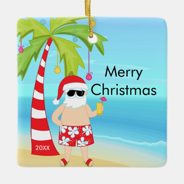 Den tropiska juljulen i Handflatan Träd Julgransprydnad Keramik (Framsida)