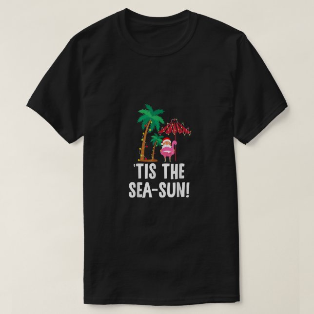 Den tropiska julsäsongen Santa Fl vid havs-Sol T Shirt (Design framsida)