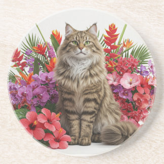 Den tropiska katten av sandsten Drink Underlägg de