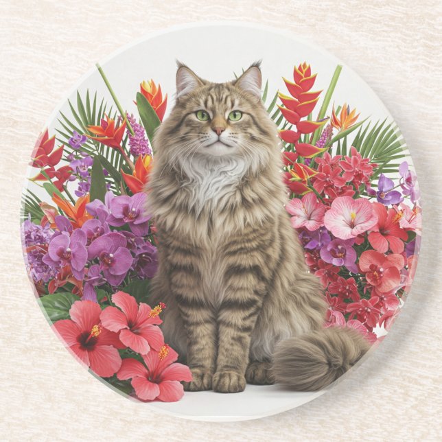 Den tropiska katten av sandsten Drink Underlägg de (Framsidan)