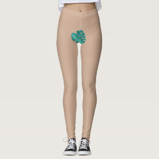 Den tropiska Kväll bibliska Grönten Teal Handflata Leggings