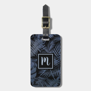 Den tropiska marinen Blue handflatan löv monogram  Bagagebricka