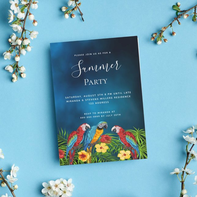 Den tropiska mörk blått sommarnatten i party, himl inbjudningar (Skapare uppladdad)