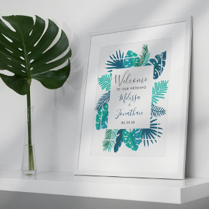 Den tropiska öblåa Grönten Välkommen till Bröllop Poster