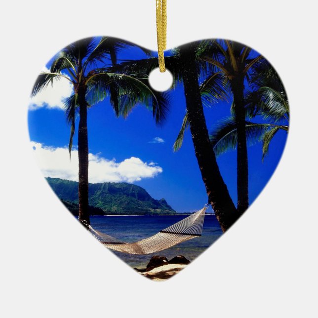 Den tropiska öeftermiddagen ta sig en tupplur julgransprydnad keramik (Framsidan)