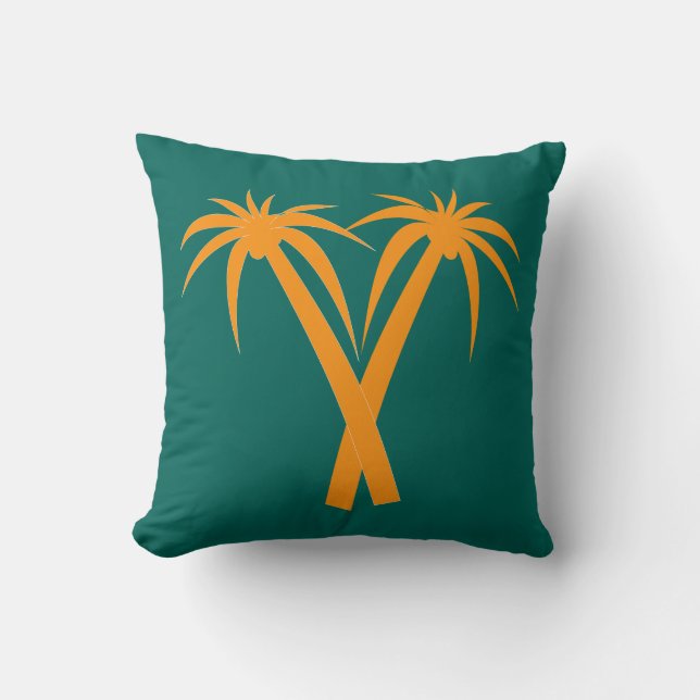 Den tropiska orangen Retro Handflatan träd Kudde (Framsida)
