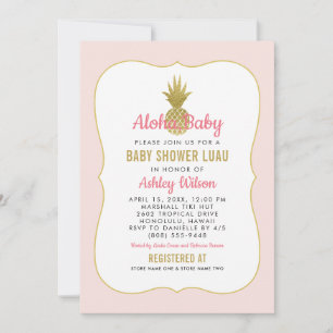 Den tropiska Rosan Guld Pineapple Flicka Shower Lu Inbjudningar