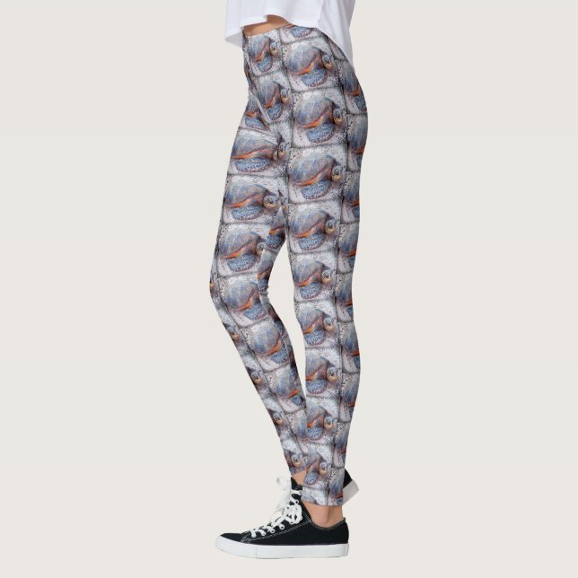 Den tropiska Snyggten Hawaii Sea Turtle Honu Mönst Leggings (Vänster)
