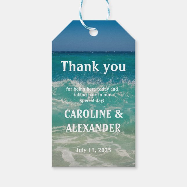 Den tropiska sommaren vid Vinkara Vatten-stranden  Presentetikett (Framsidan)