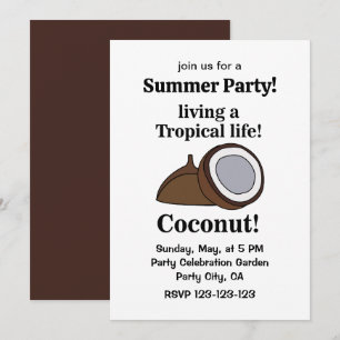 Den tropiska sommarfrukten Coconut Party Inbjudningar