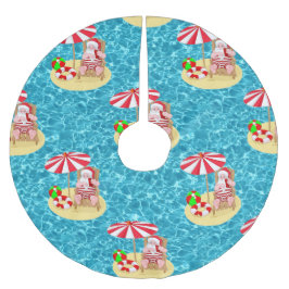 Den tropiska stranden i jultomten träd julgransmatta borstad polyester