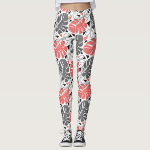 Den tropiska tidningen monstera löv sax djungelexo leggings