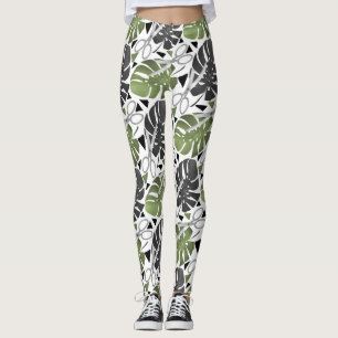 Den tropiska tidningen monstera löv sax djungelexo leggings