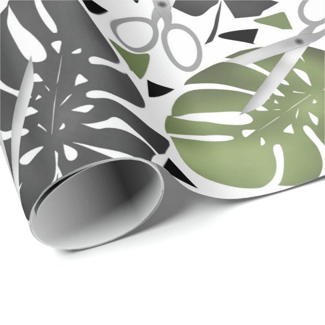 Den tropiska tidningen monstera löv sax djungelexo presentpapper (Rullad Hörn)