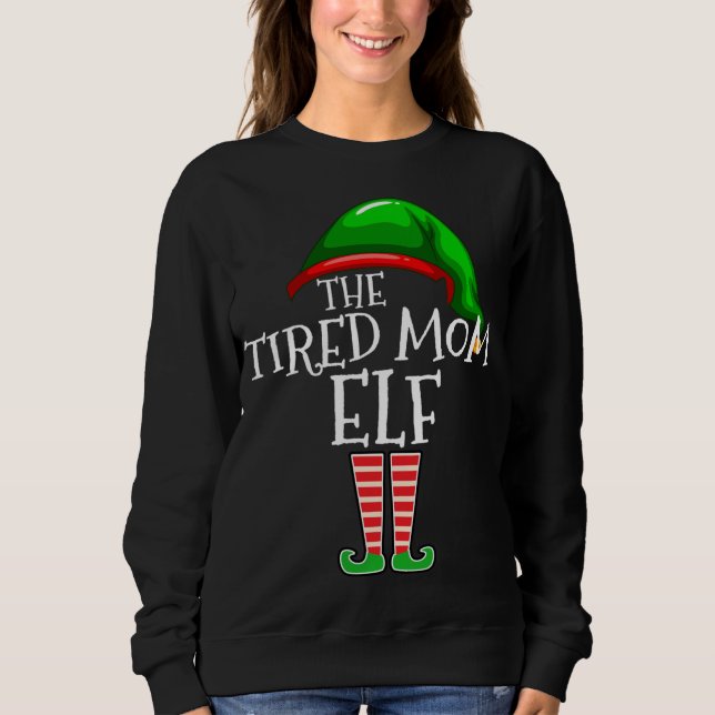Den trötta Elf-familjen Mamma - matchande julklapp T Shirt (Framsida)