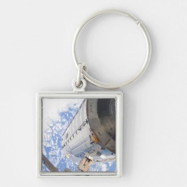 Den trycksatta Kibo-modulen Fyrkantig Silverfärgad Nyckelring (Framsidan)