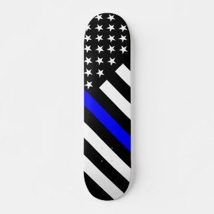 Den tunna blå linjen, svart och vit amerikansk fla skateboard bräda 20,5 cm