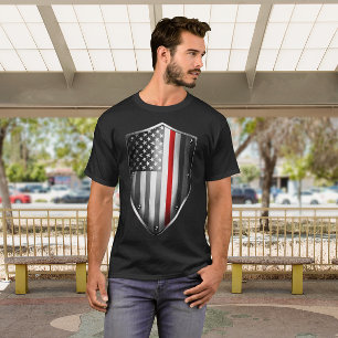 Den tunna röda kurslinjen Black T-Shirt
