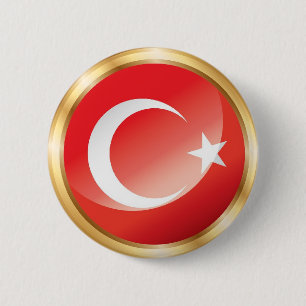 Den Turkiet flagga knäppas Knapp
