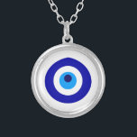 Den turkiska amuletten kallade Nazar Silverpläterat Halsband<br><div class="desc">Den turkiska amuletten kallade Nazar,  som elak siktar,  bevakningen,  uppmärksamhet som användes som en underteckna av skydd i mellan östern</div>