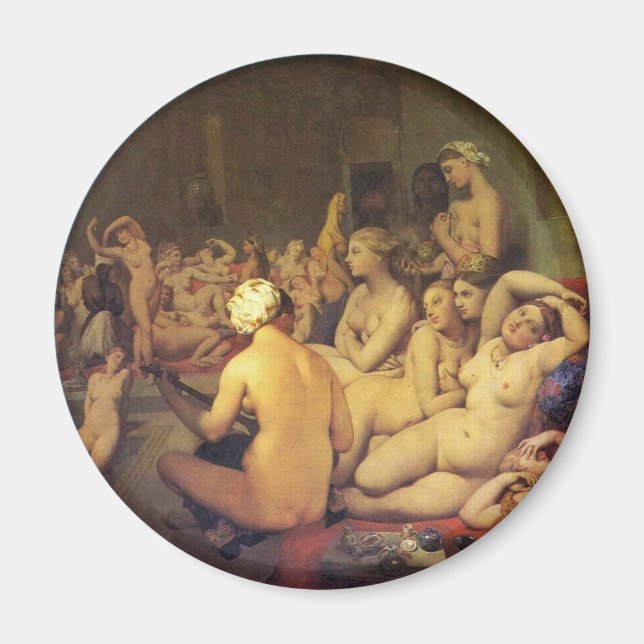 Den turkiska baden (Tondo) av Ingres Jean Auguste  Magnet (Framsidan)