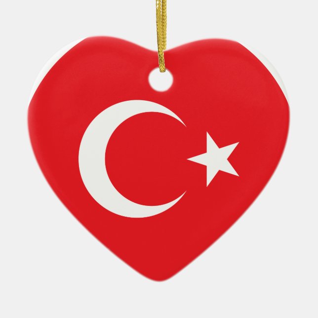 Den turkiska flagga cirklar julgransprydnad keramik (Framsidan)