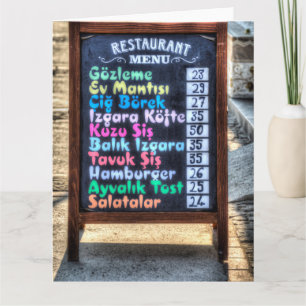 Den turkiska Restaurang Menu Board Kort