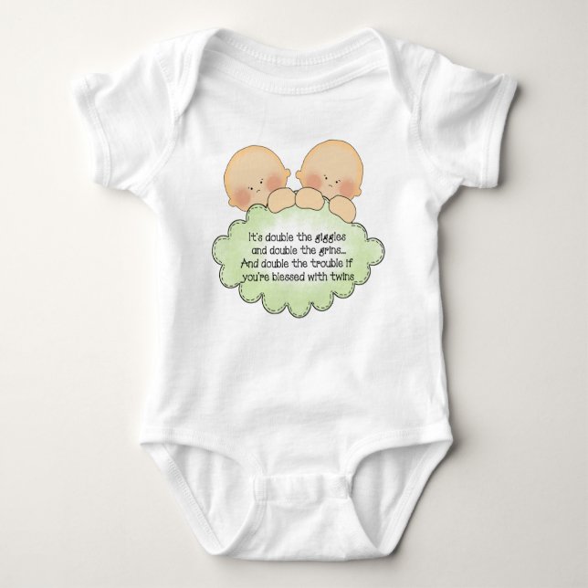 Den tvilling- babyen poen den unisex- bodysuiten tee (Framsida)