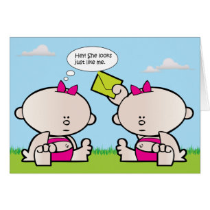 Den tvilling- flickan behandla som ett barn kortet hälsningskort