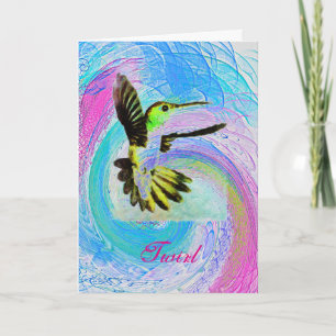 Den Twirling hummingbirden noterar kortet Kort