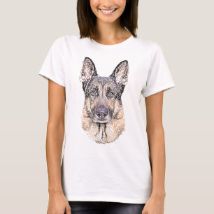 Den tyska herdehunden skissade konstverk tee shirt