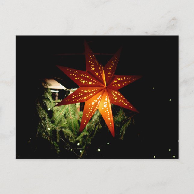Den tyska julen marknadsför stjärnalyktan helg vykort (Framsida)