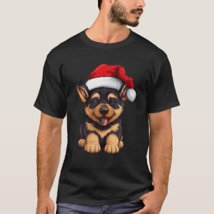 Den tyska julhelgen Shepherd Hund Santa Hat Funny  T Shirt