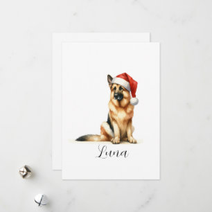 Den tyska julhelgen Shepherd Hund Santa Hat Julkort