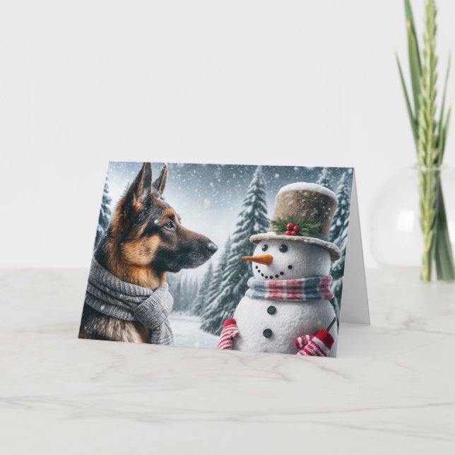 Den tyska julherden med Snögubbe Kort (Framsida)