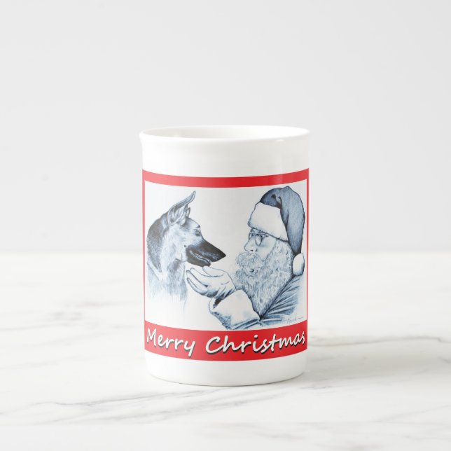 Den tyska julherden och Jultomten Benporslin Mugg (Framsidan)